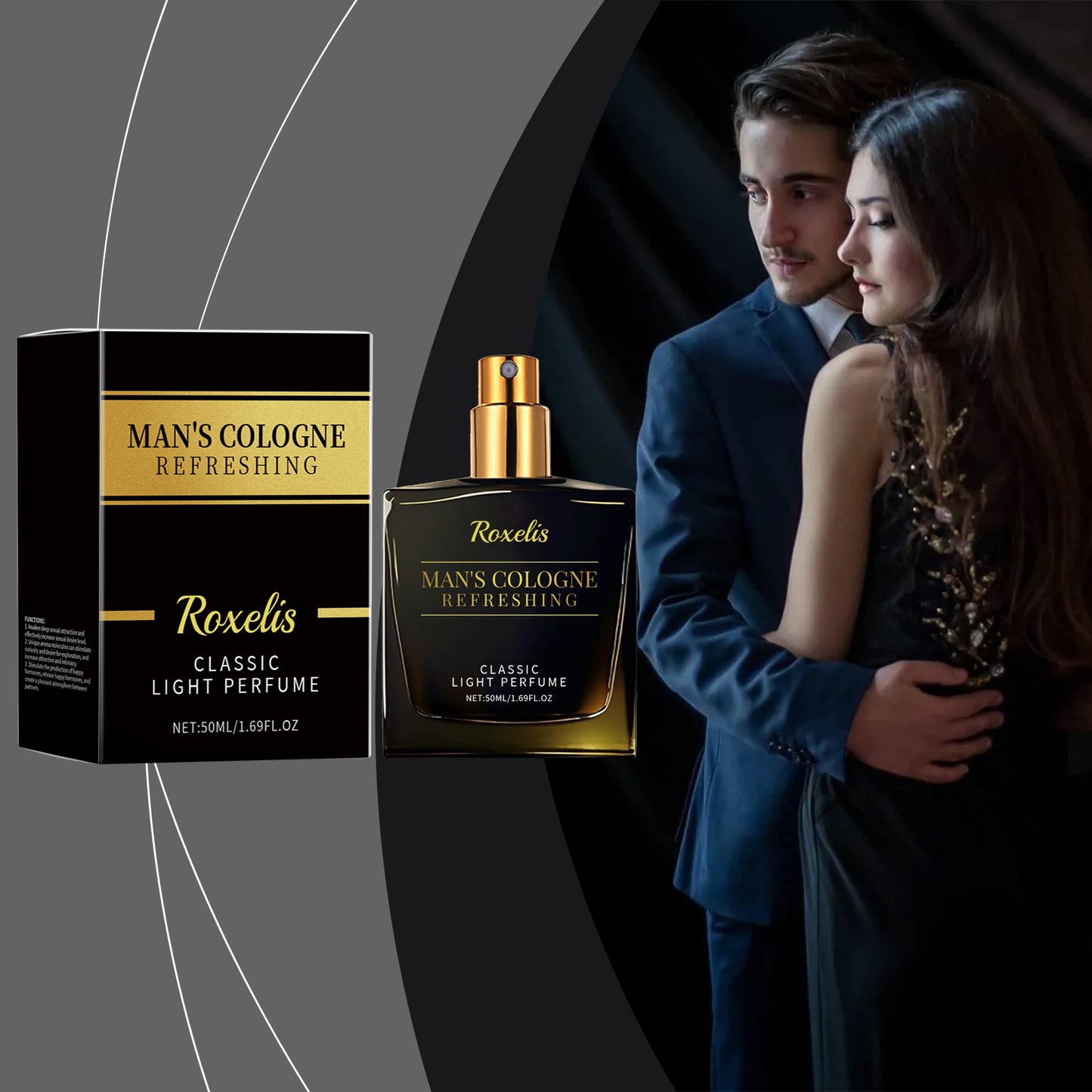 Roxelis Men's Charming Cologne Bogaty zapach wody kolońskiej Feromony Wyrażają męski urok Niszowa przenośna woda kolońska